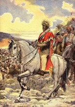 Le Negus Menelik II à la bataille d'Adoua (Ethiopie)