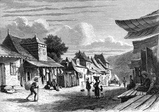 Une rue du camp Malabar à PORT- LOUIS-1863