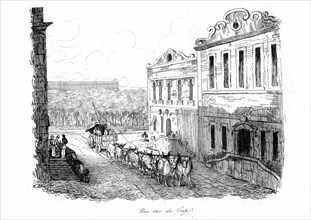 Une rue du Cap (Afrique du Sud) en 1834