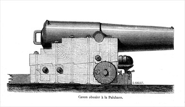 Navy Howitzer cannon, invented by french general Henry Joseph Paixhans. 
From " Les Merveilles de