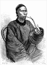 A rich man of Tien Tsin, China. Design by E. Ronjat
1873               ( Le Tour du Monde 1873 )