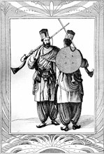 Beloutchistan warriors. From Artwork by Jules Verne " Travellers from the XIX th century "