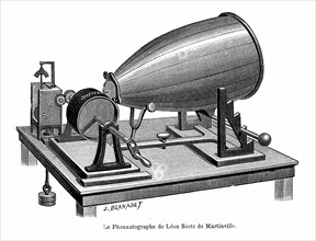 The phonautograph by Leon Scott de Martinville.Invented in  1853. The french inventor ( born