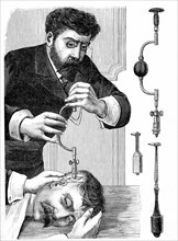 Drill bit and trepanation. Weekly magazine " illustrated medecine " by 
Dr. Gerard. November 1887