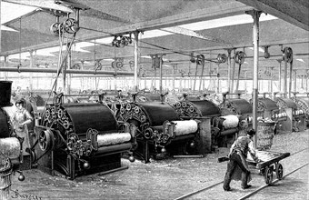 Spinning industry. A cardery in spinning mill
1885                   ( TdM 1885/1s )