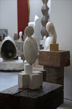 Interior view of Brancusi Studio Paris, recreated in Museum Gallery Renzo Piano Building, Paris, France