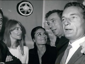Sep. 20, 1968 - Yves Montand was on stage for two hours Thursday night at the Olympia. After his show, Yves Montand is surrounded by his friends who have come to congratulate him at his dressing room....