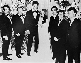 LAS VEGAS, NV - NOVEMBER 10 â€“ Elvis and Priscilla Presley Wedding at the Aladdin Hotel, Las Vegas, Nevada, on November 10, 1997.