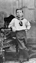 Winston Churchill in 1881 in his sailor's suit  aged eight. Studio portrait taken in Dublin