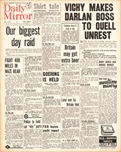 1941 front page  Daily Mirror Marshal Petain appoints Admiral Darlan Commander in Chief of French Armed Forces