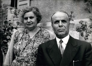 Habib Bourguiba et sa femme Mathilde en 1956