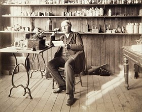 Thomas Edison in his laboratory