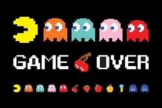 Game over screen of Pac man. COPYRIGHT: Namco
