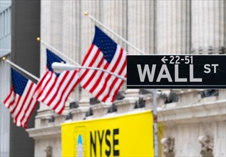 Wall Street sign near New York Stock Exchange
