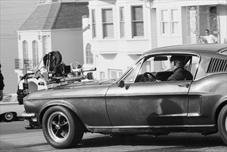 Studio Publicity Still from "Bullitt"  Steve McQueen in a 1968 Ford Mustang  1968 Solar Productions   File Reference # 32914_038THA
