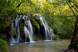 Beautiful waterfalls "cascades des tufs" near Arbois in the Franche ComtÃ© area in France
