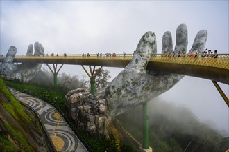 Golden bridge of the Hand of God in da Nang in Vietnam. January 12, 2020