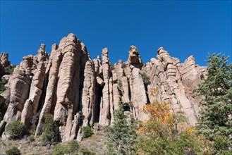 Organ Pipe Formation of rhyolite rock in the mountains at Chiricahua National Monument