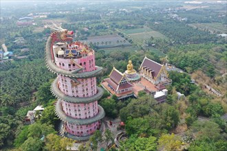 Beautiful view of Wat Samphran Temple in Nakhon Pathom Thailand