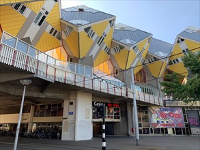 Innovative Cube houses (Kubuswoningen) at city centre. Rotterdam, South Holland / Netherlands.