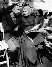 Novelist Romain Gary on set with wife Jean Seberg
