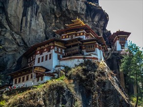 View of Taktshang Monastery or tigers nest on the mountain in Paro, Bhutan