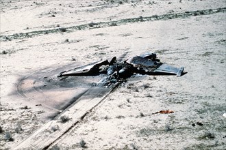 A view of an Iraqi Su-25 fighter aircraft destroyed in a Coalition attack during Operation Desert Storm. Iraqi Su-25 - Gulf War 1991