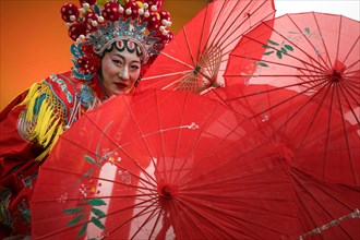 A reconstruction of the Chinese festive carnival of the chinese lunar new year in center of Mosco city, Russia