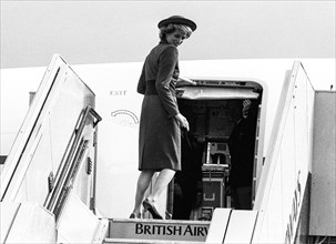The  Princess of Wales leaving Heathrow by Concorde to Vienna in April 1986.