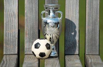 April 22, 2021 Moscow, Russia. Trophy of the European Football Championship.
