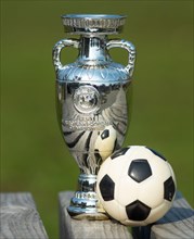 April 22, 2021 Moscow, Russia. Trophy of the European Football Championship.
