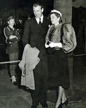 GARY COOPER arrives for 1943 Oscar Awards with wife Veronica Balfe