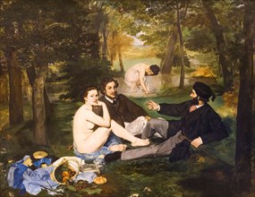 Le Dejeuner sur l'Herbe, oil painting by Edouard Manet, 1863. The Lunch on the Grass by Edward Manet art artwork