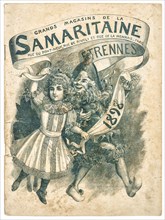 antique shop advertising, cover of original shopping catalog La Samaritaine, Paris, France, circa 1898