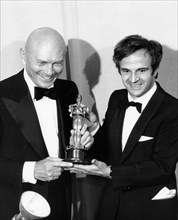 Yul Brynner with François Truffaut at the 46th Annual Academy Awards, 1974.  File Reference # 1162_004THA