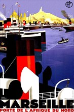 A vintage travel poster for Marseille, France