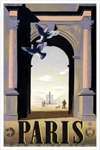 A vintage travel poster for Paris, France