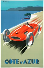 A vintage travel poster for the Côte d'Azur, France