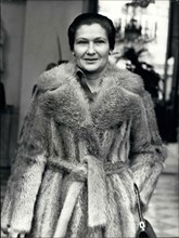 Nov. 13, 1974 - A Cabinet meeting was held this morning concerning abortion. Mrs. Simone Veil, Minister of Public Affairs and Health, is pictured leaving the Elysee Palace after the meeting.