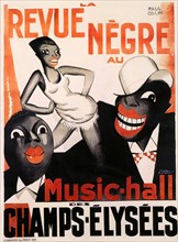 LA REVUE NEGRE Poster for the music-hall  on the Champs Elysee in 1925. Designed by Paul Colin with Josephine Baker and Sidney Bechet at right