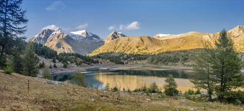 evening view of Allos lake in french alps