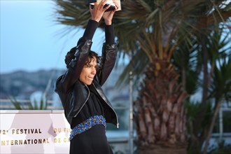 CANNES, FRANCE - MAY 25: Mati Diop, winner of the Grand Prix Award for the film "Atlantique", poses at the photocall for Palme D'Or Winner during the