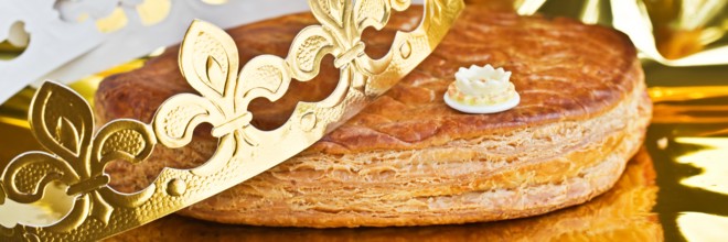 Galette des rois, french kingcake with a golden crown
