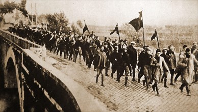1922 Mussolini's Black Shirt fascists marching into Rome. Benito Amilcare Andrea Mussolini ( 1883 –  1945) was an Italian journalist & politician  who founded and led the National Fascist Party and   ...