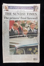 Front page of the The Sunday Times Newspaper after the funeral of Diana, Princess of Wales, 6th September 1997 (paper dated 7th Sept 1997).