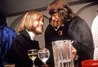 ROLLING STONES  Brian Jones at left with Mick Jagger