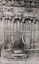 The Coronation Chair, Westminster Abbey, City of Westminster, London, England. Here seen with the Stone of Scone which was returned to Scotland in 1996. From Their Gracious Majesties King George VI an...