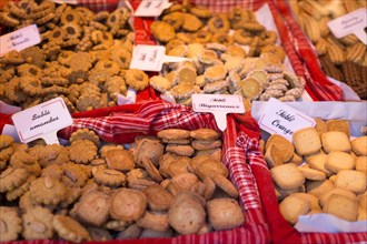 Traditional biscuits on sale at Place Borglie Christmas market, Strasbourg