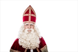 St. Nicholas portrait. Vintage look isolated on white background. Dutch character of St. Nicholas