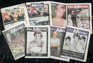 British Newspaper front covers reporting the Death of Princess Diana from September 1997.